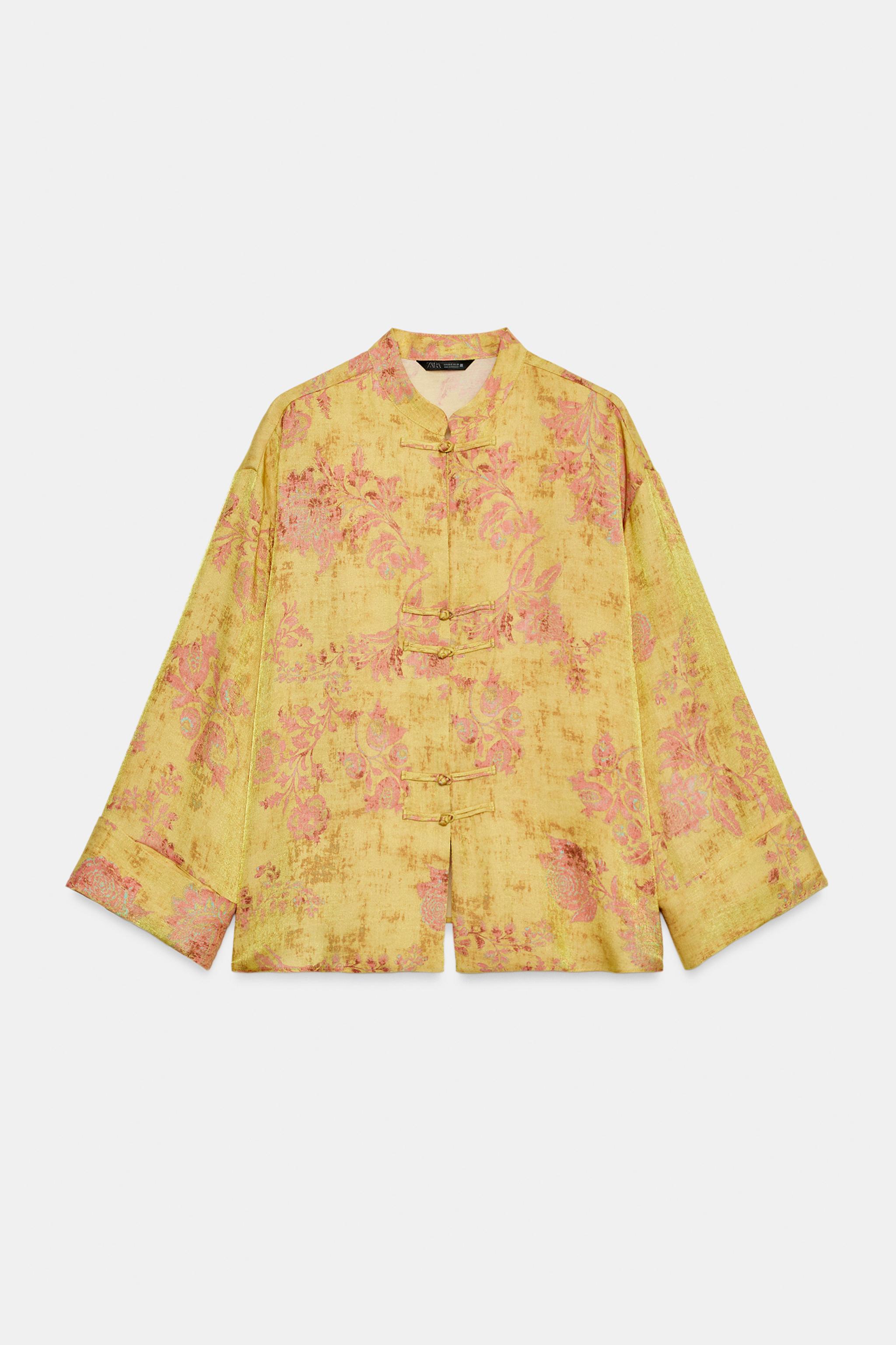 CHEMISE À IMPRIMÉ FLEURI ET BRANDEBOURGS